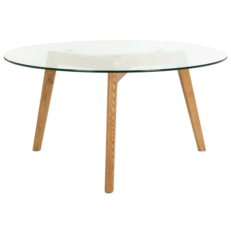 SAFAVIEH Rachelle Mid-Century Round Glass Coffee Table - Dimensions: 35.4" W x 35.4" D x 17.7" H 6