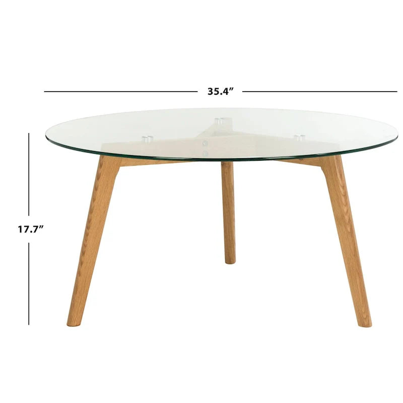 SAFAVIEH Rachelle Mid-Century Round Glass Coffee Table - Dimensions: 35.4" W x 35.4" D x 17.7" H 8