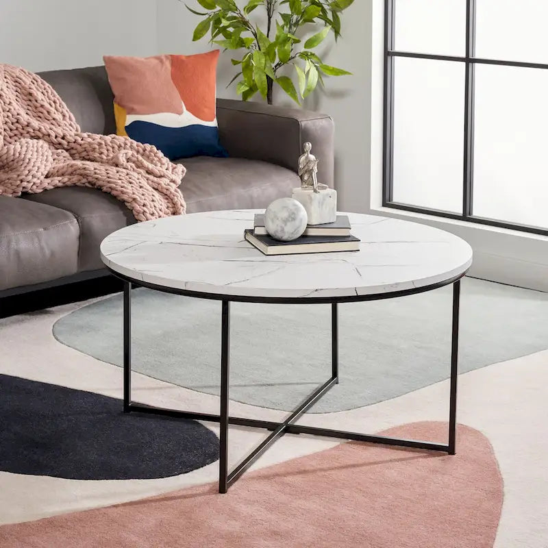 SAFAVIEH Alverda Marble Coffee Table - Dimensions: 35" W x 35" D x 19" H 1