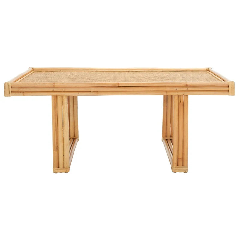 SAFAVIEH Gerdhilde Tropical Boho Coastal Rattan Rectangle Coffee Table - 47" W x 24" D x 18" H 2