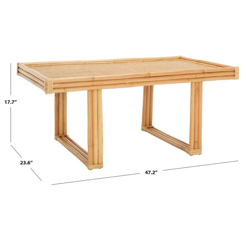 SAFAVIEH Gerdhilde Tropical Boho Coastal Rattan Rectangle Coffee Table - 47" W x 24" D x 18" H 4