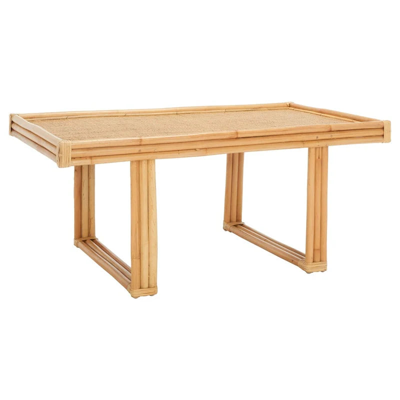 SAFAVIEH Gerdhilde Tropical Boho Coastal Rattan Rectangle Coffee Table - 47" W x 24" D x 18" H 6