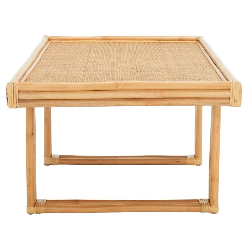 SAFAVIEH Gerdhilde Tropical Boho Coastal Rattan Rectangle Coffee Table - 47" W x 24" D x 18" H 7