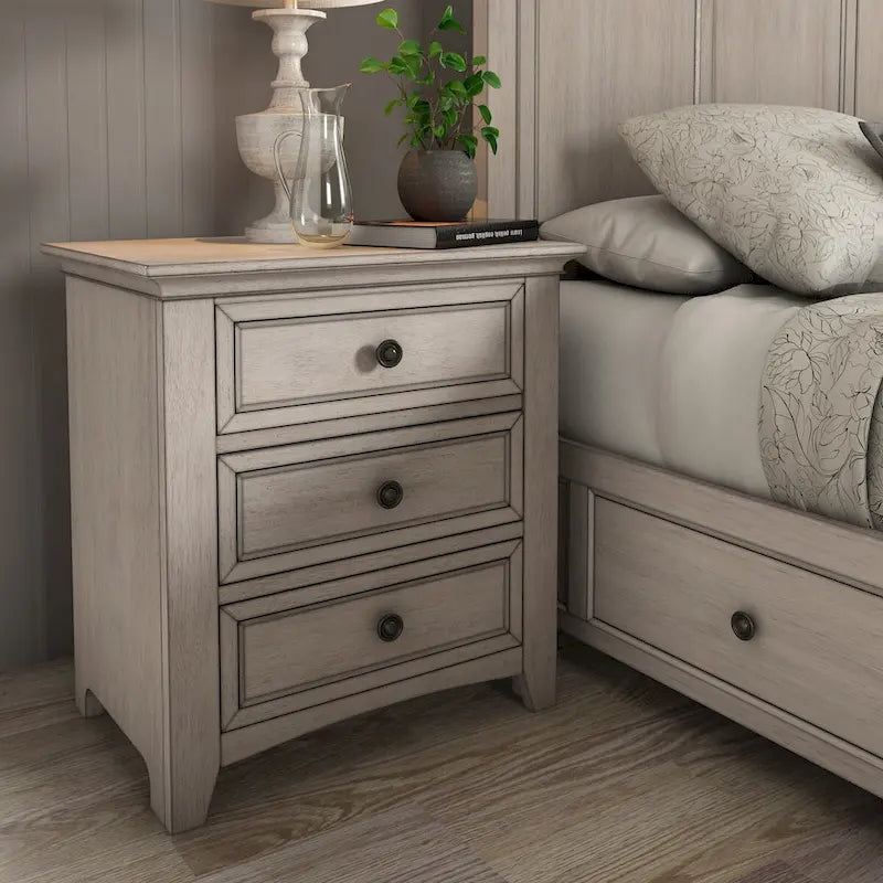 iNSPIRE Q Classic Ediline 3-Drawer Wooden Nightstand with Charging Station 1