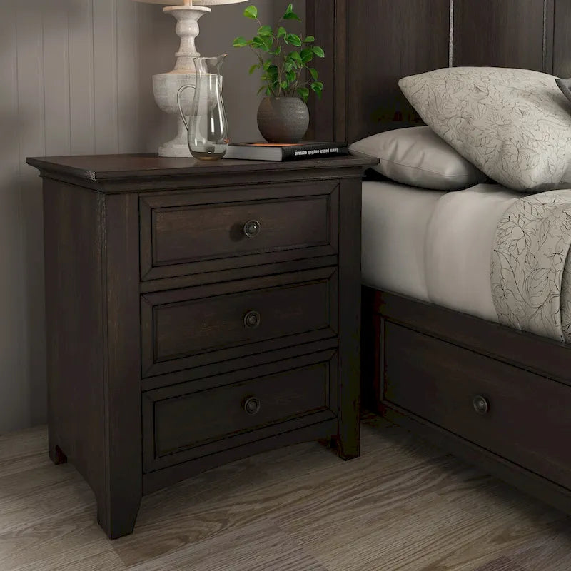 iNSPIRE Q Classic Ediline 3-Drawer Wooden Nightstand with Charging Station 2
