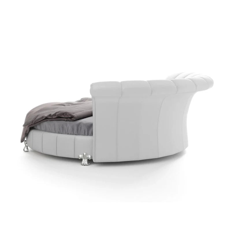 Sofacraft White Faux Leather Venetian Round King Bed 6