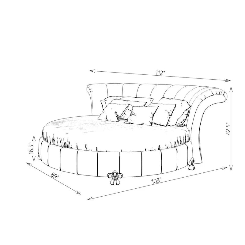 Sofacraft White Faux Leather Venetian Round King Bed 7