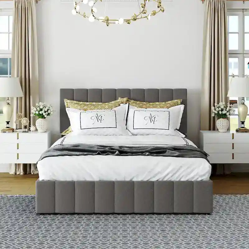 Upholstered Platform Bed with Lift-Up Storage - Full/Queen Size 2