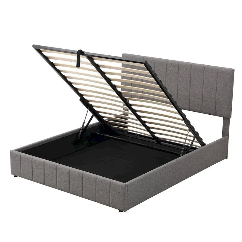 Upholstered Platform Bed with Lift-Up Storage - Full/Queen Size 4