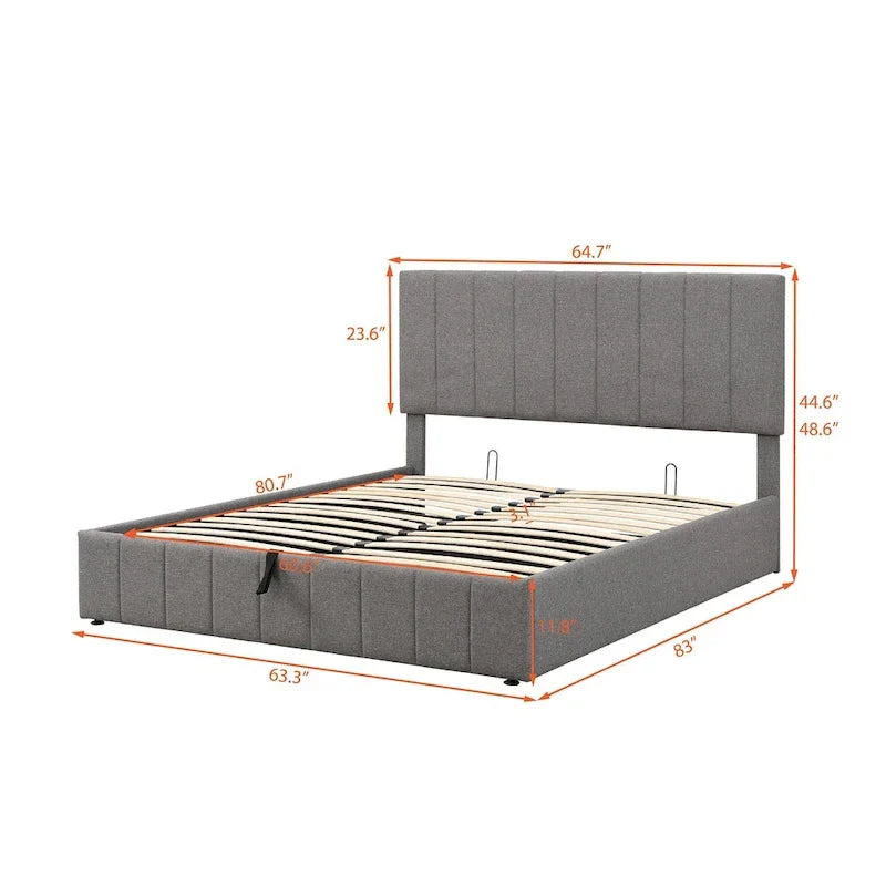 Upholstered Platform Bed with Lift-Up Storage - Full/Queen Size 11