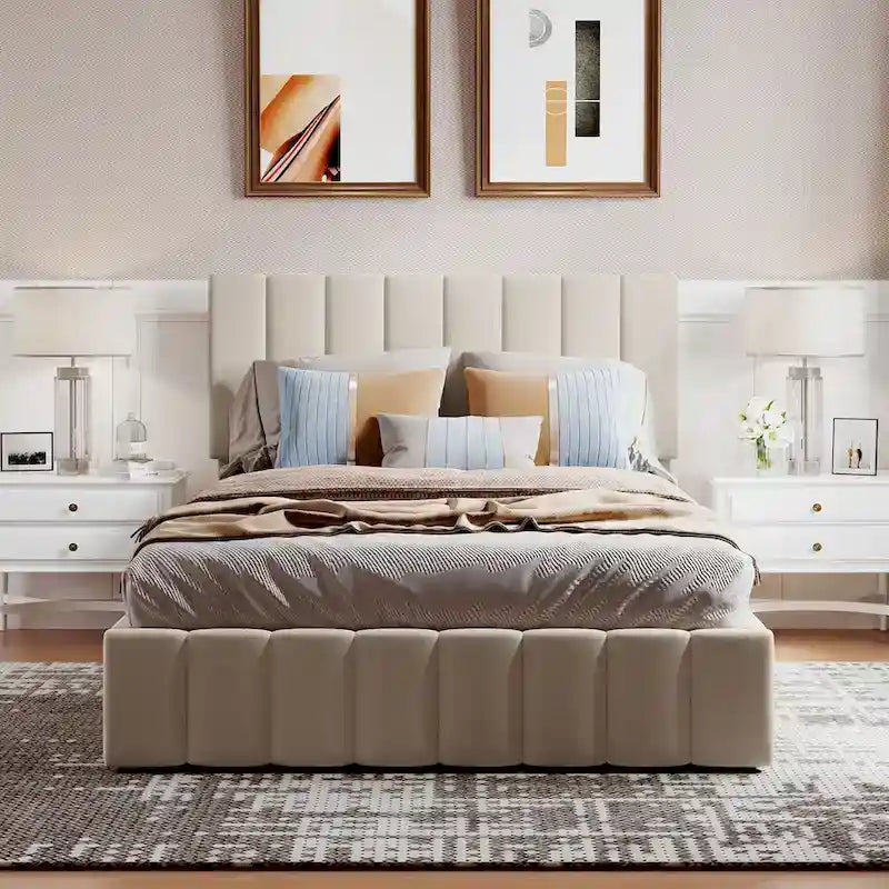 Upholstered Platform Bed with Lift-Up Storage - Full/Queen Size 13
