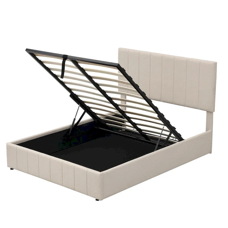Upholstered Platform Bed with Lift-Up Storage - Full/Queen Size 18