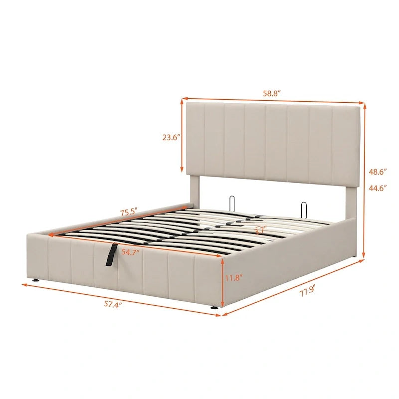 Upholstered Platform Bed with Lift-Up Storage - Full/Queen Size 23