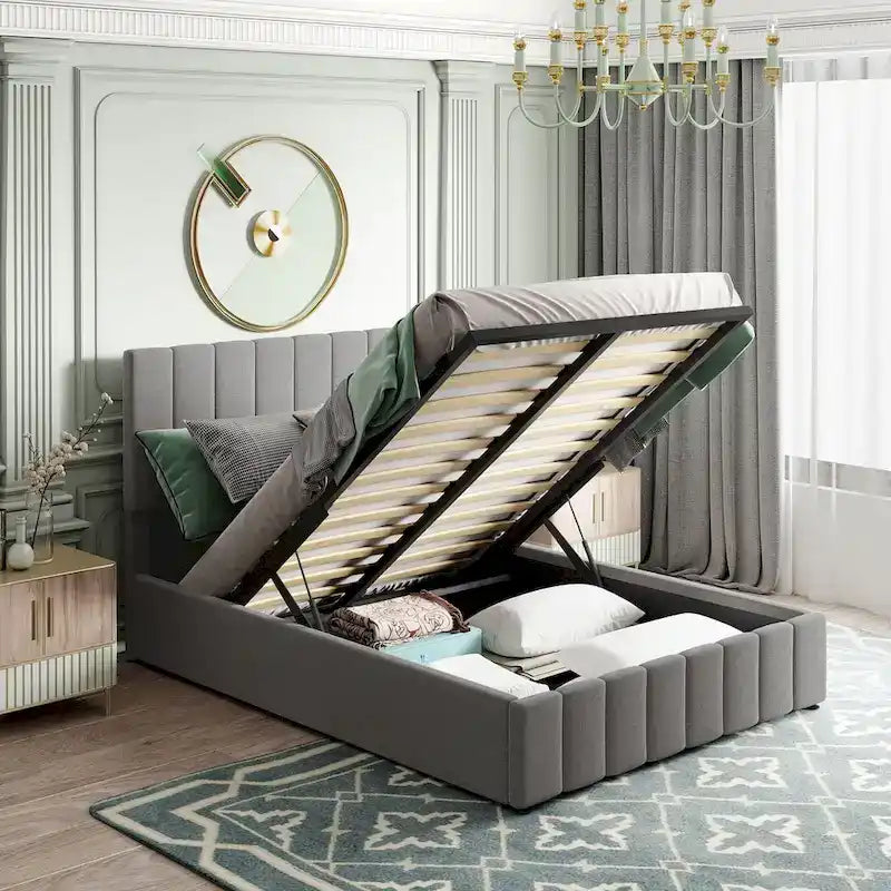 Upholstered Platform Bed with Lift-Up Storage - Full/Queen Size 25