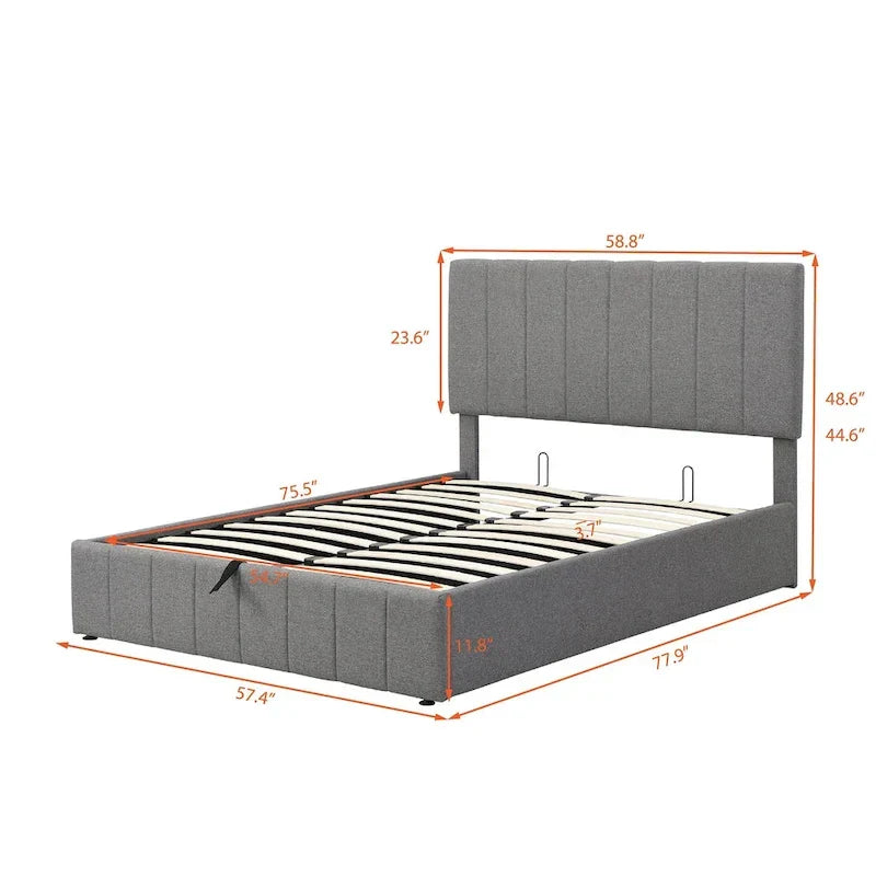 Upholstered Platform Bed with Lift-Up Storage - Full/Queen Size 35