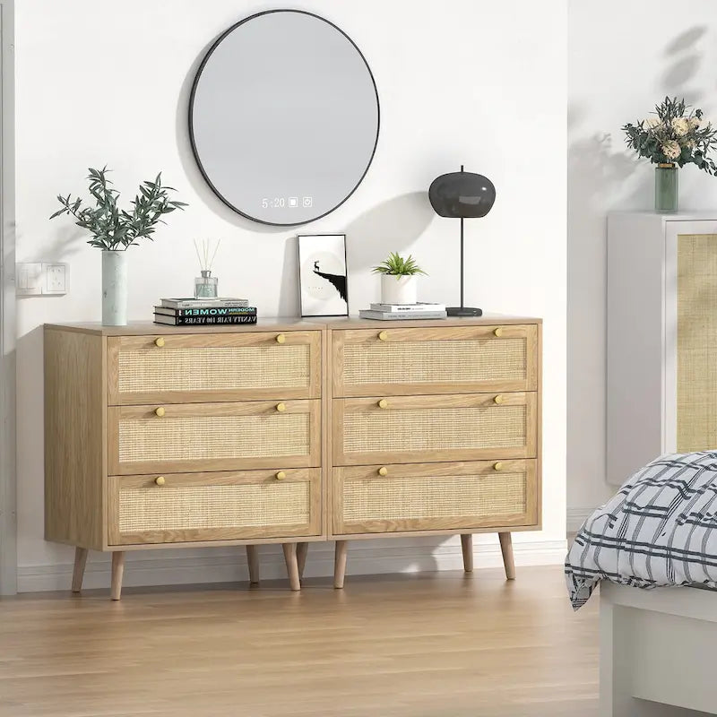 Modern Boho 3-Drawer Rattan Dresser - Stylish Chest of Drawers with Ample Storage for Your Bedroom 1