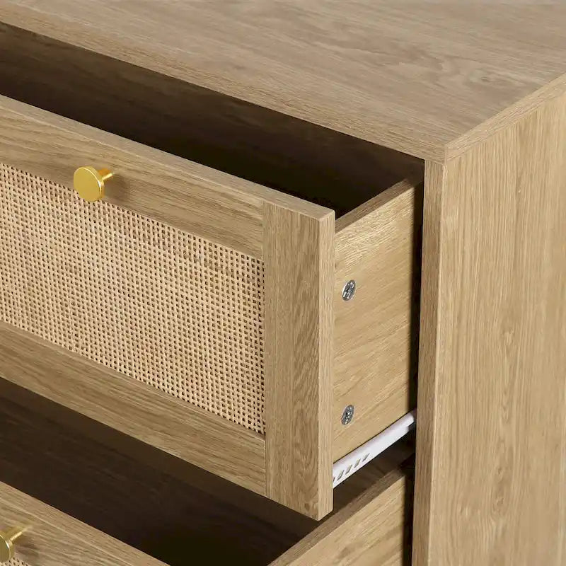 Modern Boho 3-Drawer Rattan Dresser - Stylish Chest of Drawers with Ample Storage for Your Bedroom 8