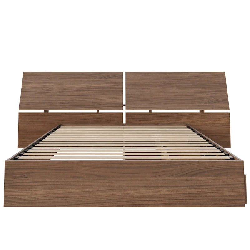Walnut Nexera Storage Bed with Integrated Headboard 4