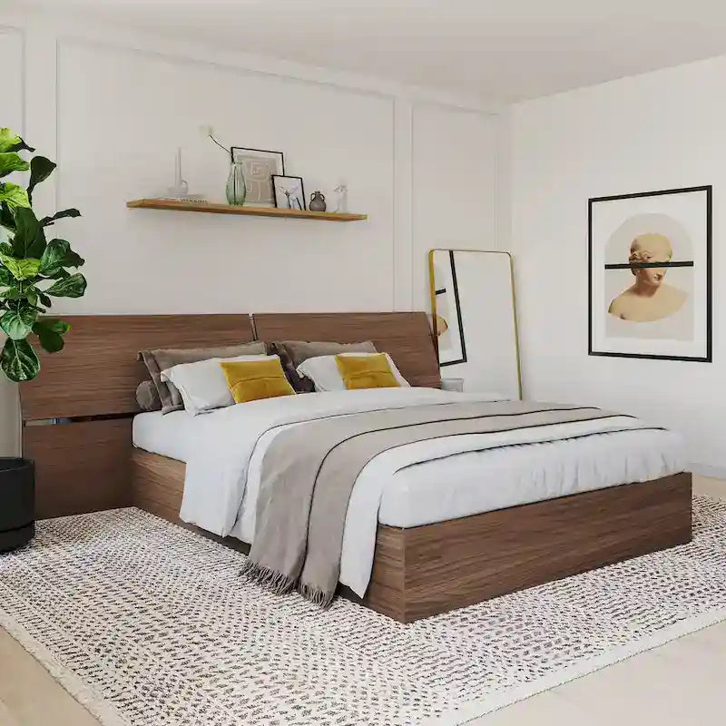 Walnut Nexera Storage Bed with Integrated Headboard 5