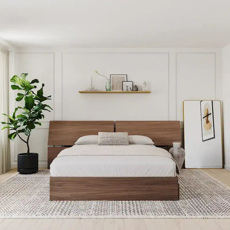 Walnut Nexera Storage Bed with Integrated Headboard 6