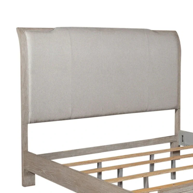 Belmar King Upholstered Bed in Washed Taupe and Silver Champagne 3