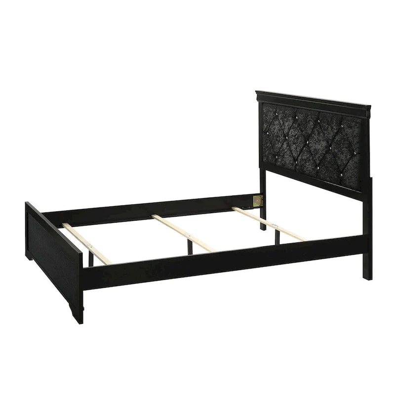 Sigurd Black Velvet Tufted Upholstered Bed with Panel Design 7