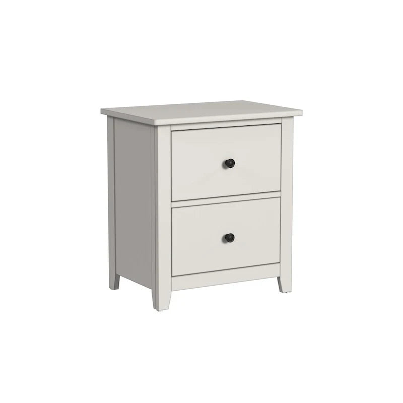 Lodge Cream-Finished Farmhouse Wood Nightstand with 2 Drawers 1