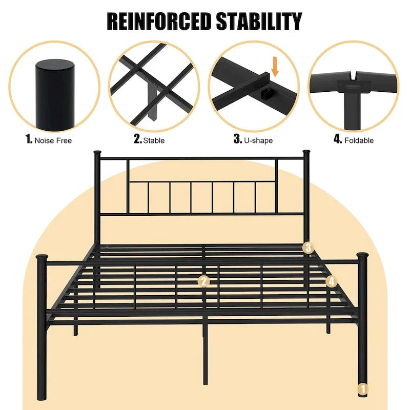 Futzca Bed Frame Featuring Headboard and Footboard 3
