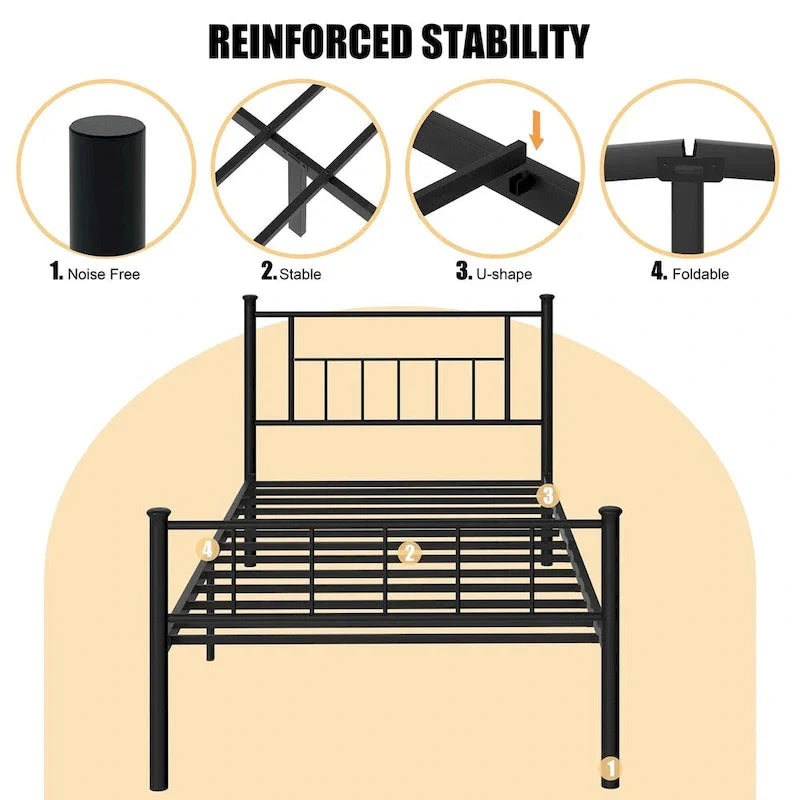 Futzca Bed Frame Featuring Headboard and Footboard 7