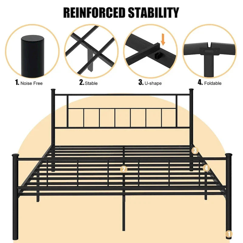 Futzca Bed Frame Featuring Headboard and Footboard 13