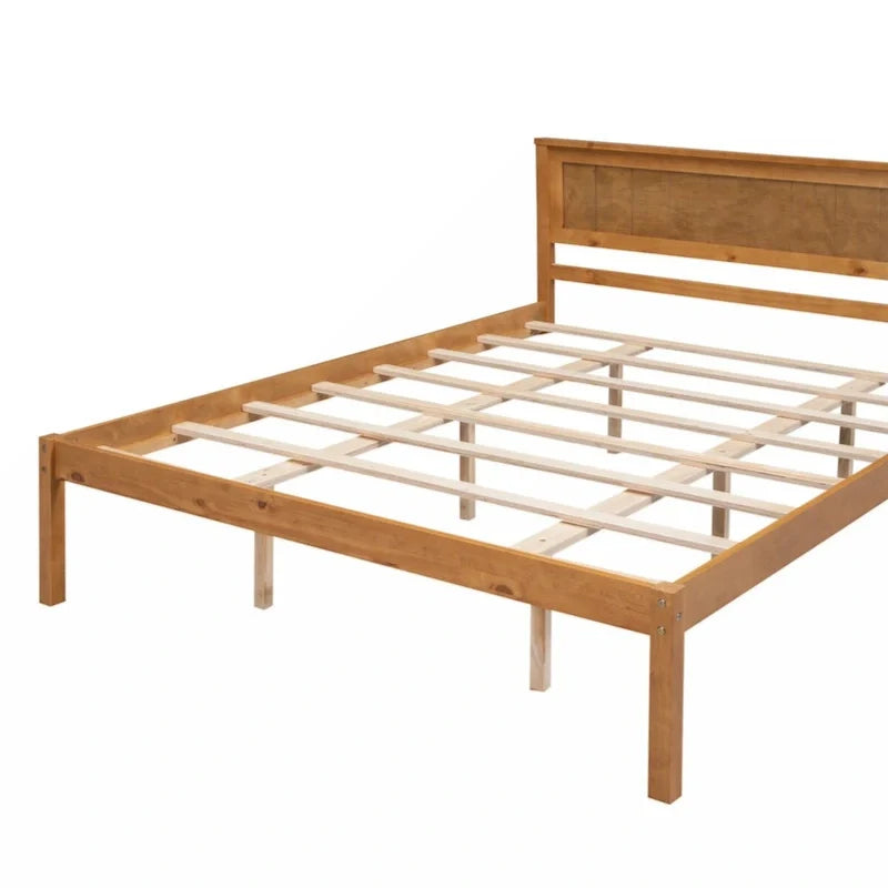 Queen Platform Bed Frame with Headboard and Wooden Slat Support 3