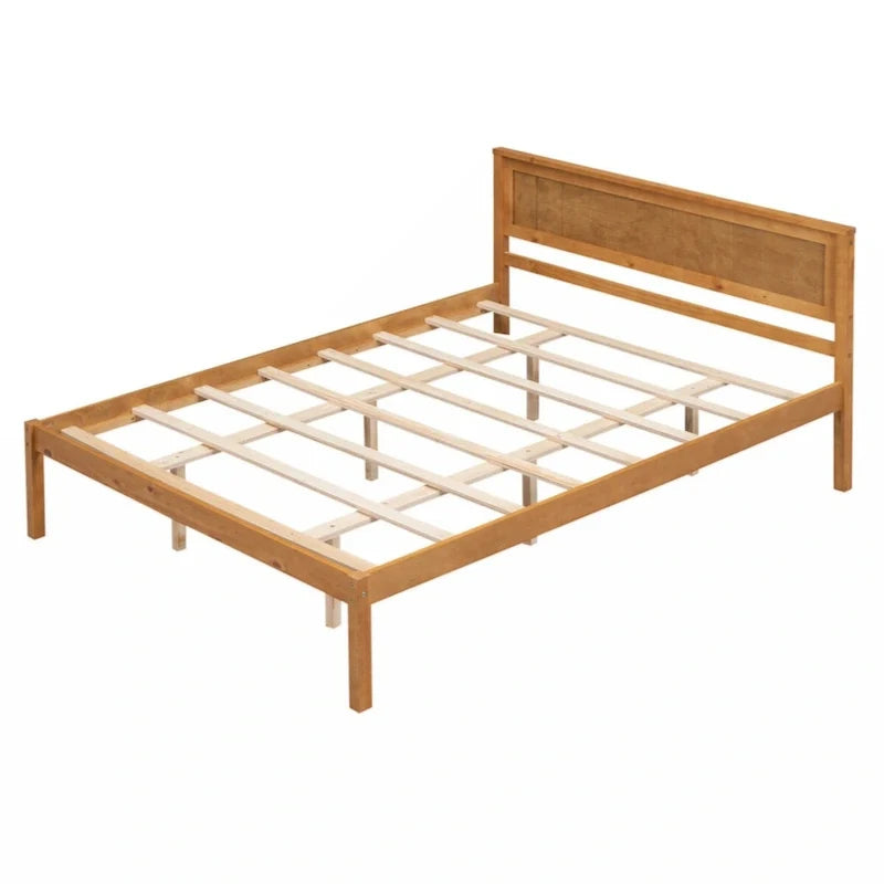 Queen Platform Bed Frame with Headboard and Wooden Slat Support 4