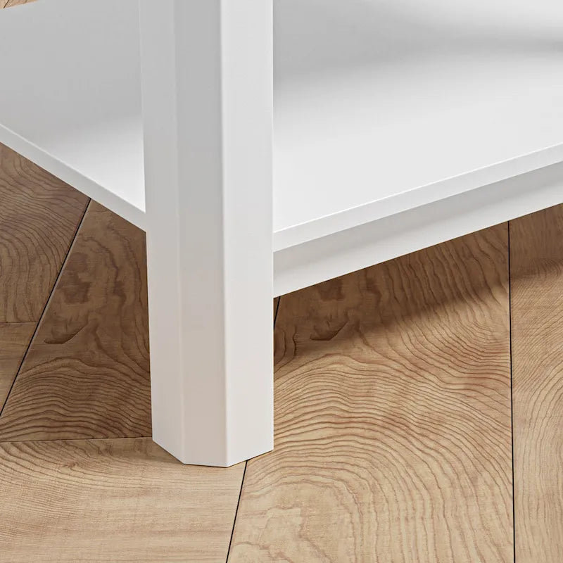 Contemporary 27.95" Tall White 2-Drawer Nightstand with Wood and Rattan, Featuring a Storage Shelf for Bedroom 5