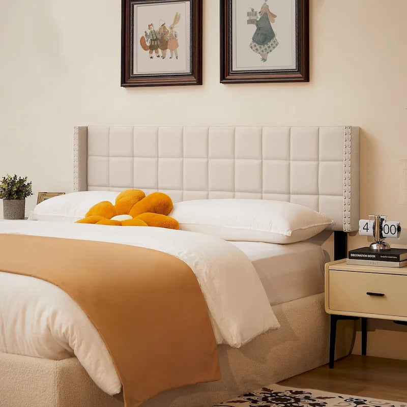 Javlergo Adjustable Upholstered Wingback Headboard for Queen/King Size Beds with Double Nailhead Trim 17
