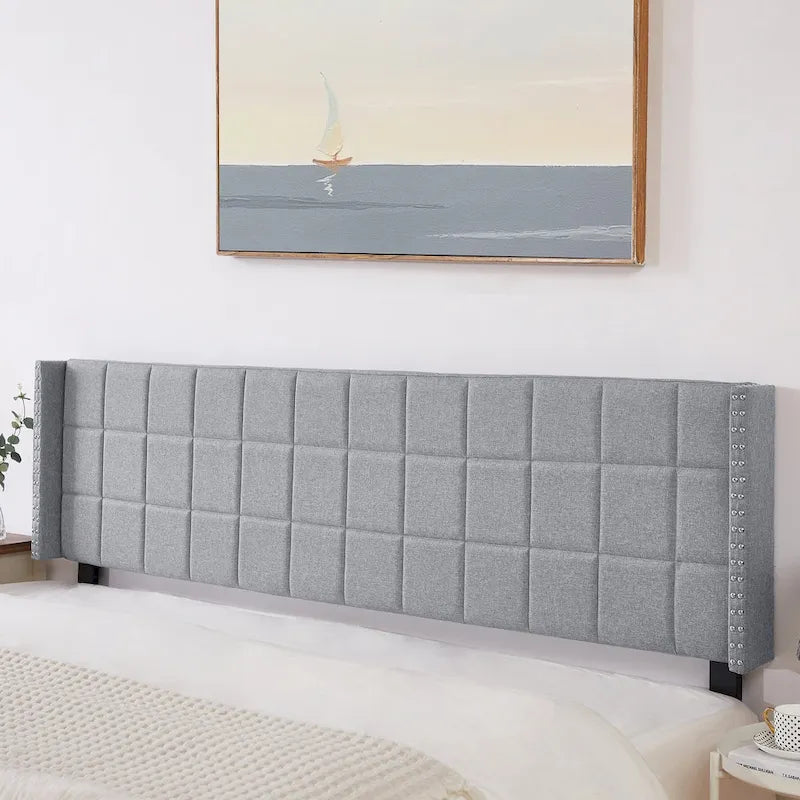 Javlergo Adjustable Upholstered Wingback Headboard for Queen/King Size Beds with Double Nailhead Trim 2
