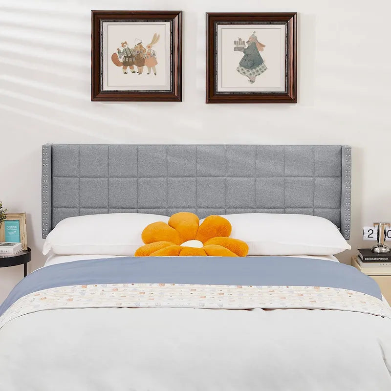 Javlergo Adjustable Upholstered Wingback Headboard for Queen/King Size Beds with Double Nailhead Trim 13
