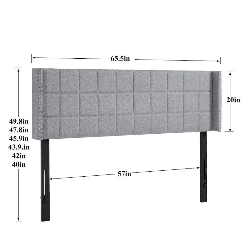 Javlergo Adjustable Upholstered Wingback Headboard for Queen/King Size Beds with Double Nailhead Trim 15