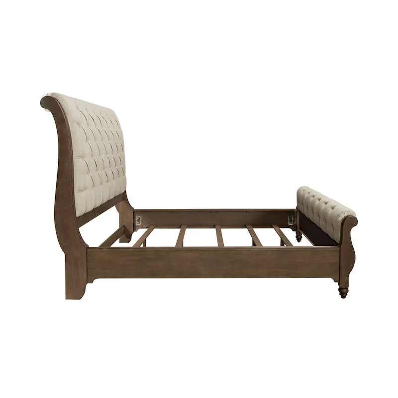 Americana Farmhouse Sleigh Bed with Matching Dresser and Mirror Bedroom Set 4
