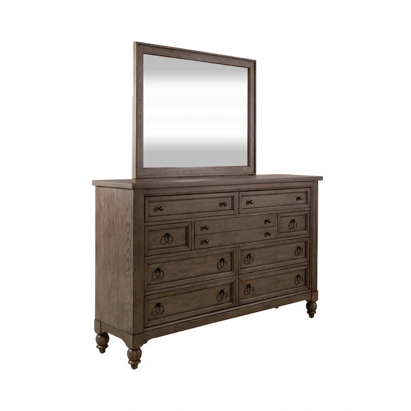 Americana Farmhouse Sleigh Bed with Matching Dresser and Mirror Bedroom Set 8