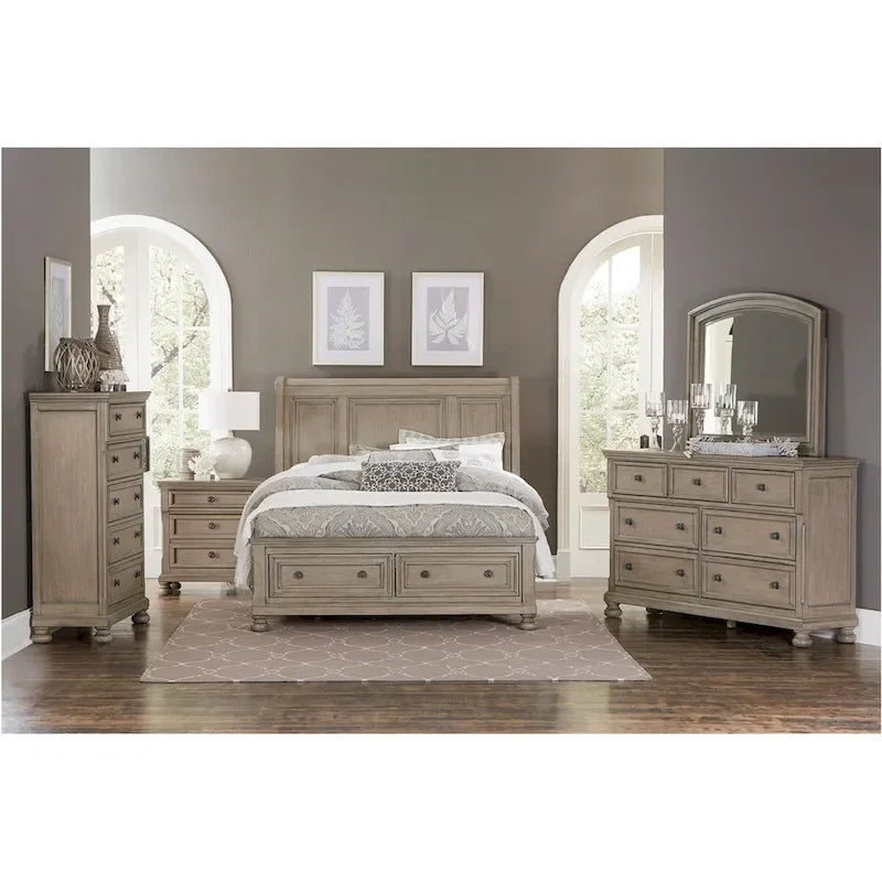 Donald 3-Piece Gray Modern Sleigh Bedroom Set with Storage 1
