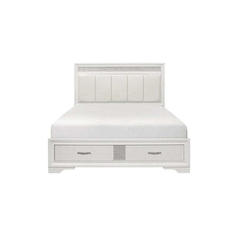 Beatrice 4-Piece White Modern Faux Leather Upholstered Storage Bed 2