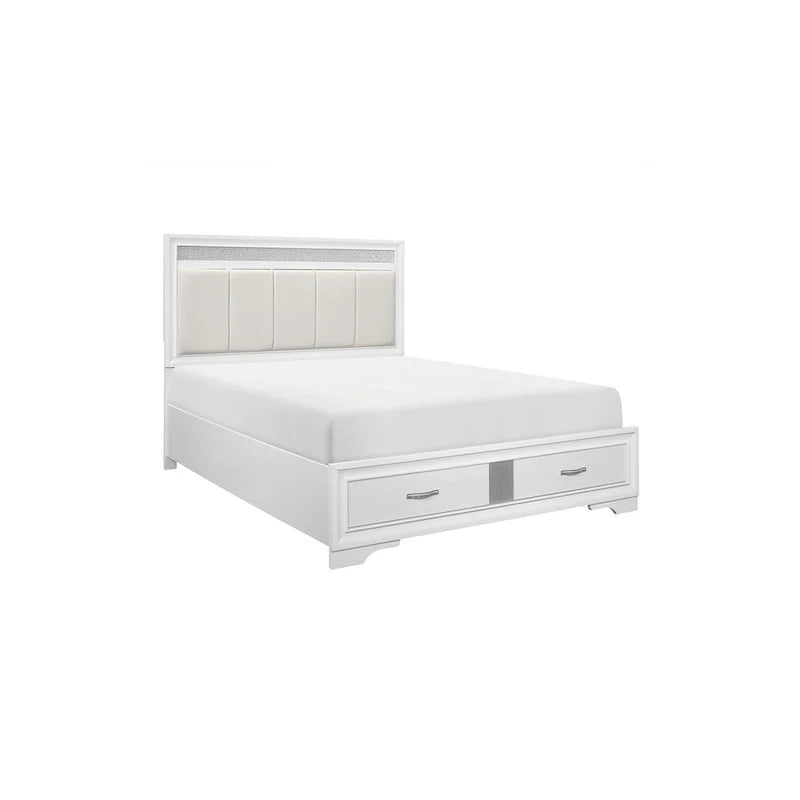 Beatrice 4-Piece White Modern Faux Leather Upholstered Storage Bed 3