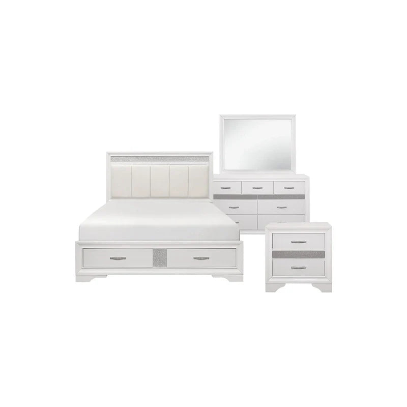 Beatrice 4-Piece White Modern Faux Leather Upholstered Storage Bed 15