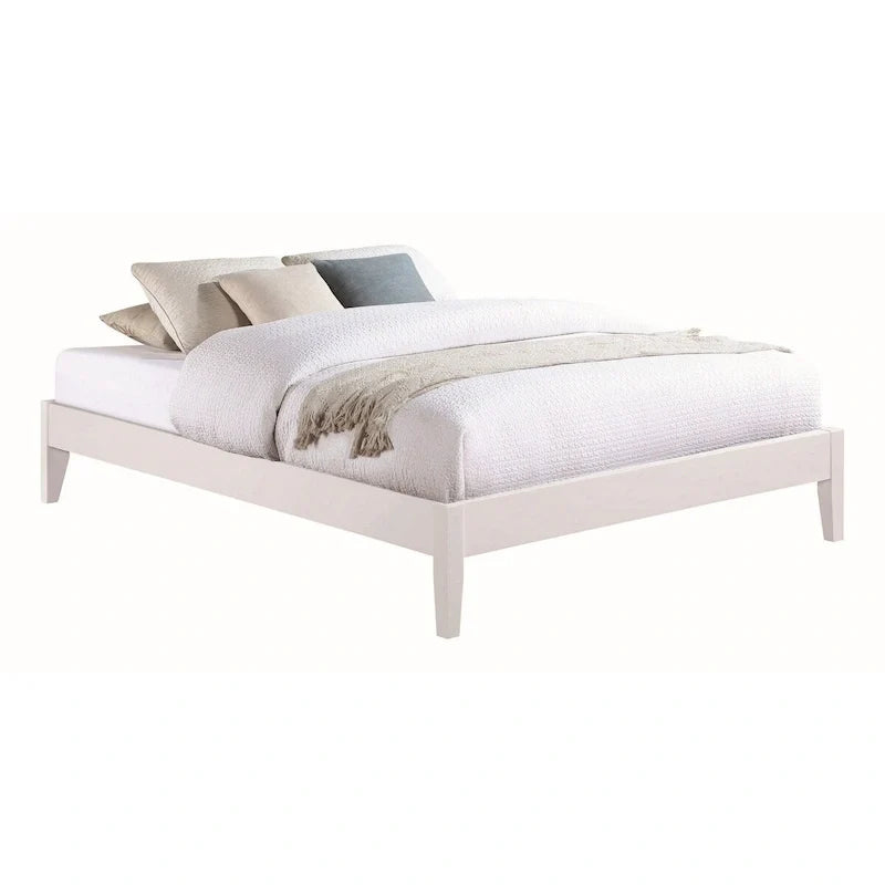 Cavi Contemporary Low Profile Full Size Bed with Panel Sides and Slats - White 1