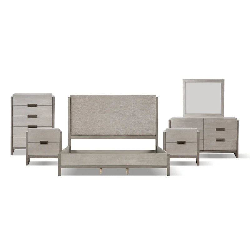 Furniture of America Cruz Contemporary Gray Solid Wood 6-Piece Bedroom Set: Includes Bed, 2 Nightstands, Chest, Dresser, and Mirror 9