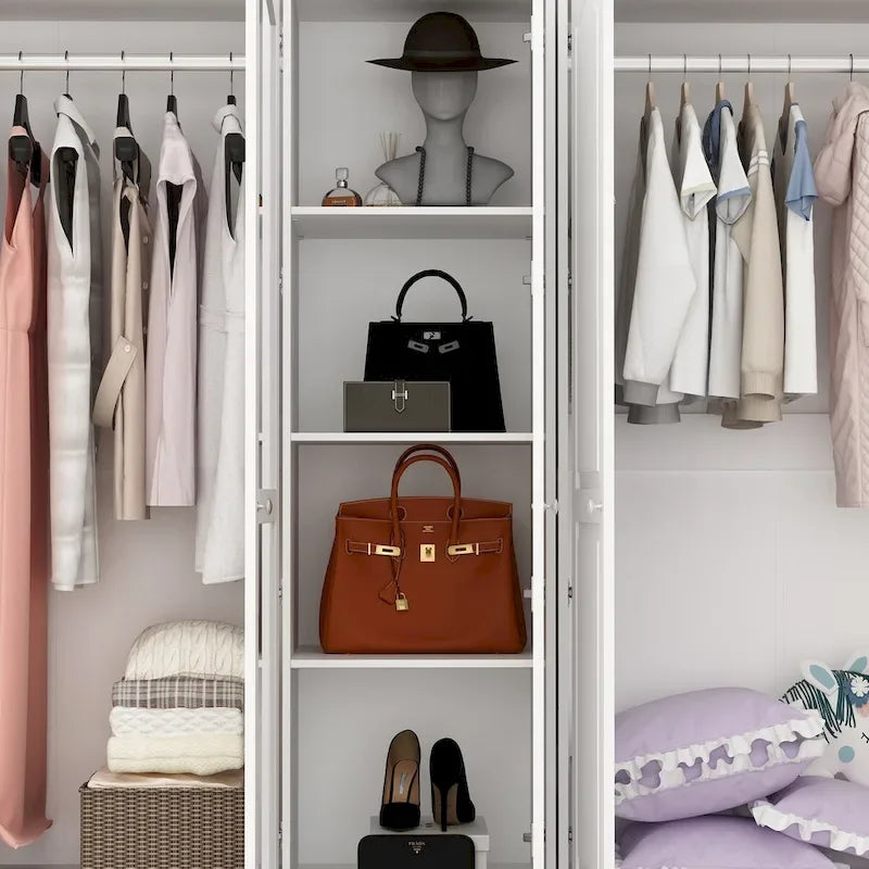 78.7H Combo Twin Wardrobe Set: Stylish and Functional Armoires for Your Closet 14