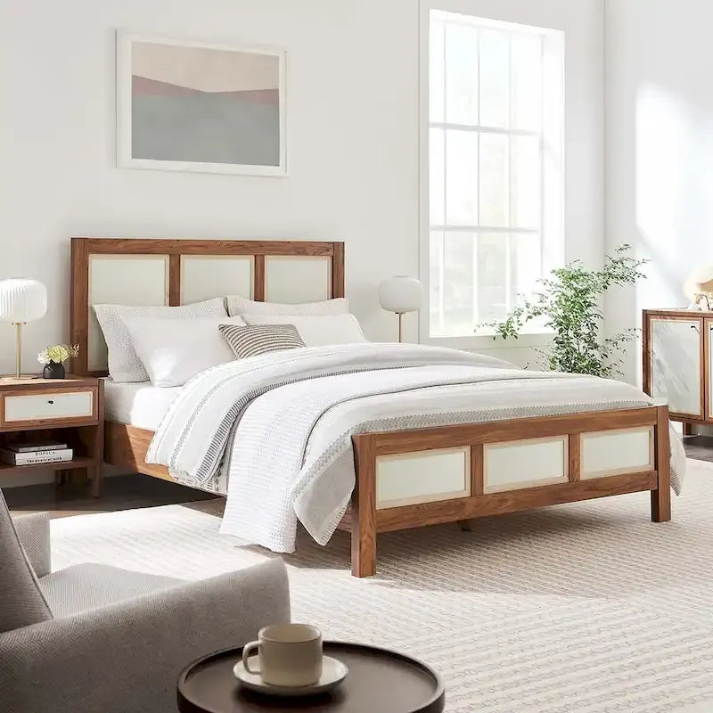 Capri Queen Platform Bed with Wood Grain Finish 1
