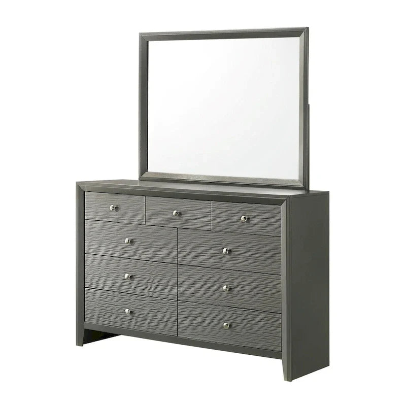 3-Piece Gunmetal Gray Panel Bedroom Set by Sim 4