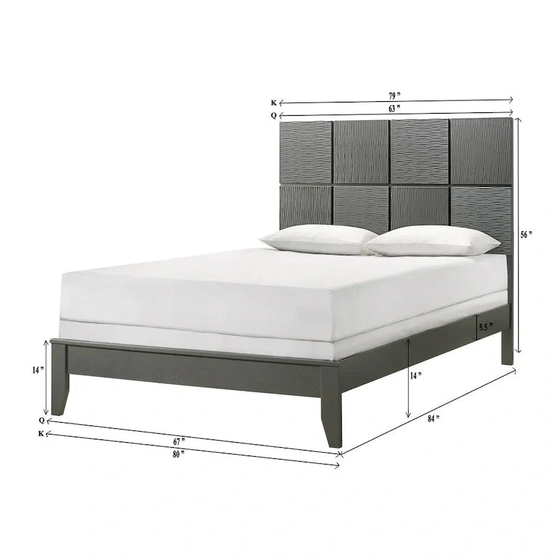 3-Piece Gunmetal Gray Panel Bedroom Set by Sim 10