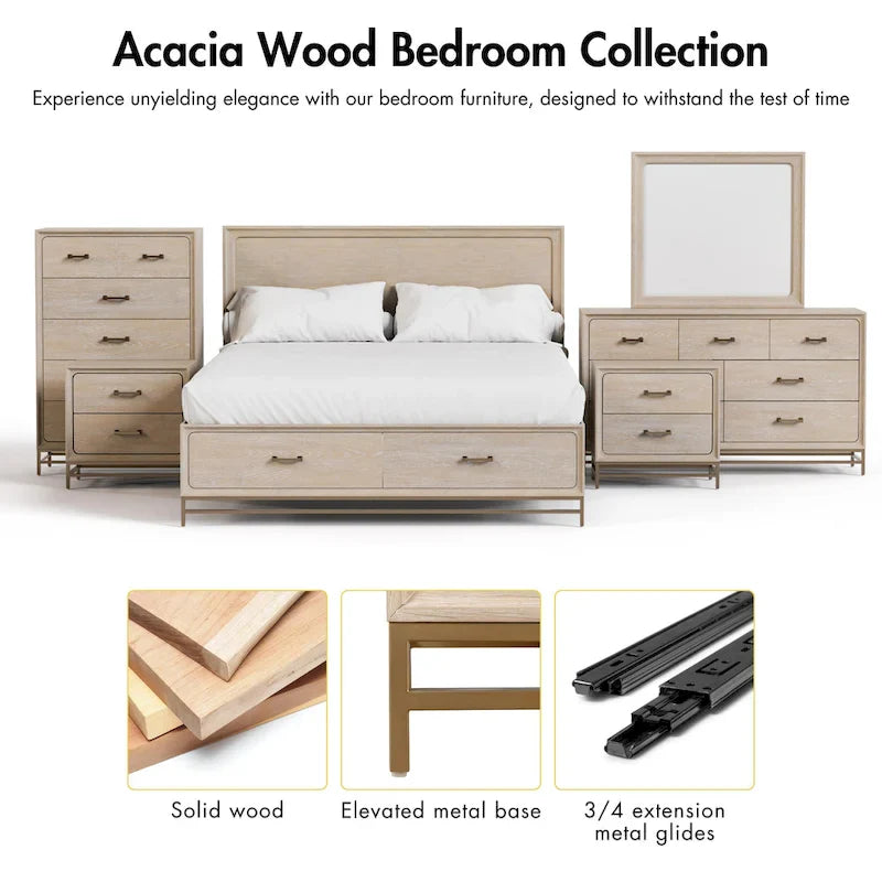 Drayden Transitional Solid Wood 7-Drawer Dresser with Metal Legs by Furniture of America 6